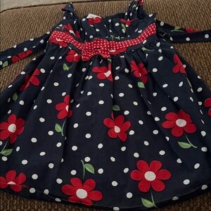 Jessica Ann Navy Dress with Red Floral & White Polka Dots